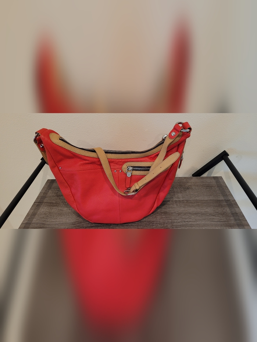 ORYANY EMME Hobo Red Leather Half Mood Bag - Picture 5 of 16